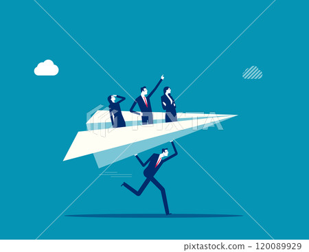 Mentor or support employee to success, manager to help or advice staff to reach goal, work coaching or adviser expert concept, businessman manager launching paper plane origami with team colleagues. Mentor or support employee to success, manager to help or advice staff to reach goal, work coaching or adviser expert concept, businessman manager launching paper plane origami with team colleagues. 120089929