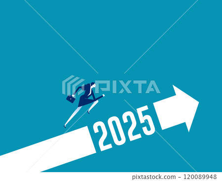 2025. Businessman with overcome business difficulties 2025. Businessman with overcome business difficulties 120089948