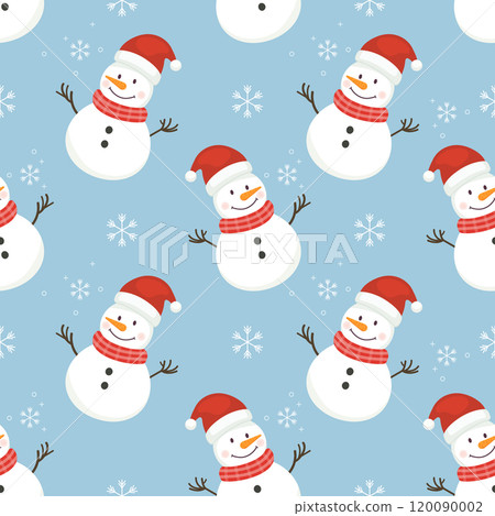 Seamless pattern of cute snowman. Vector illustration Seamless pattern of cute snowman. Vector illustration 120090002