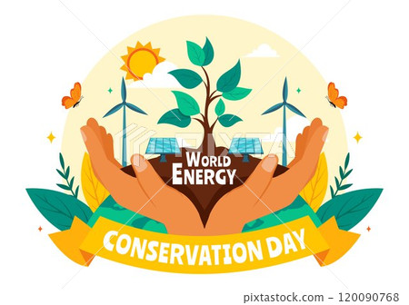 World Energy Conservation Day Vector Illustration the importance of Saving the Planet with a Green and Eco Friendly, featuring a Lamp and Earth World Energy Conservation Day Vector Illustration the importance of Saving the Planet with a Green and Eco Friendly, featuring a Lamp and Earth 120090768