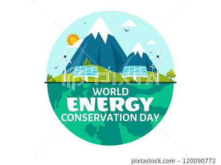 World Energy Conservation Day Vector Illustration the importance of Saving the Planet with a Green and Eco Friendly, featuring a Lamp and Earth World Energy Conservation Day Vector Illustration the importance of Saving the Planet with a Green and Eco Friendly, featuring a Lamp and Earth 120090772
