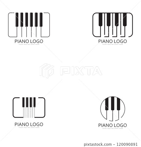 Piano keyboard logo design vector template 120090891