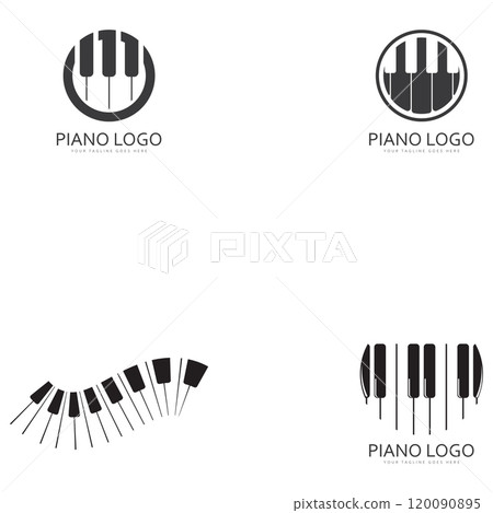 Piano keyboard logo design vector template 120090895