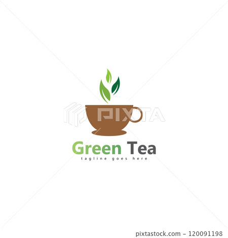 coffee shop logo template design  green tea logo 120091198