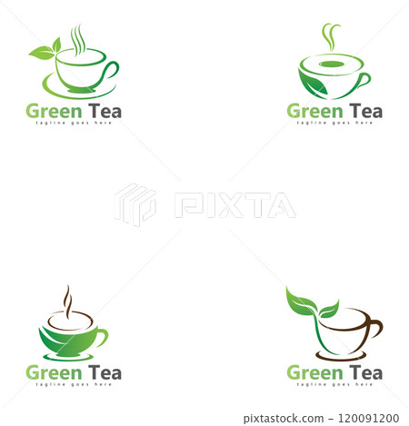 coffee shop logo template design  green tea logo 120091200