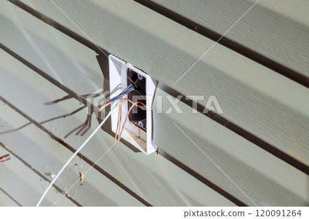 Holding electrical wires for outlet plugs on an outside wall Holding electrical wires for outlet plugs on an outside wall 120091264