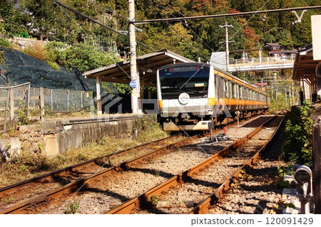 A train bound for Ome stopped at Hatonosu Station on the Ome Line (1) 120091429