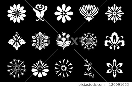 Flower icons set. Isolated elements for design. Vector graphics. Flower icons set. Isolated elements for design. Vector graphics. 120091663