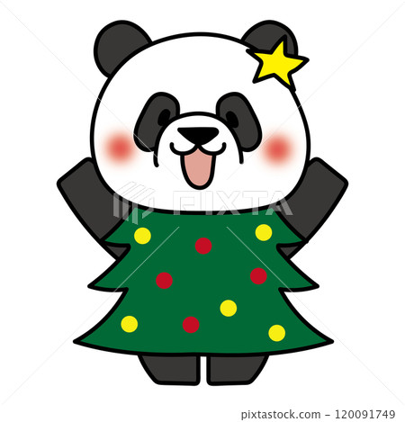 Panda dressed as a Christmas tree 120091749