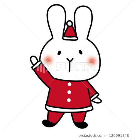 穿著聖誕老人服裝的白兔 穿著聖誕老人服裝的白兔 120091848