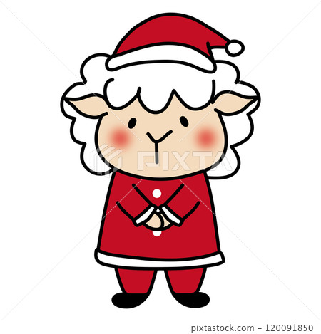 穿著聖誕老人服裝的羊 120091850