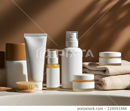 Botanical skin care bottles Sustainable beauty Clean cosmetics Botanical skin care bottles Sustainable beauty Clean cosmetics 120091866