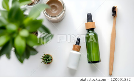 Botanical skin care bottles Sustainable beauty Clean cosmetics Botanical skin care bottles Sustainable beauty Clean cosmetics 120091882