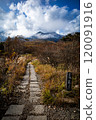 The mountain path of Mt. Tenjo leading to the Yatsugatake Mountains peeking through the clouds 120091916