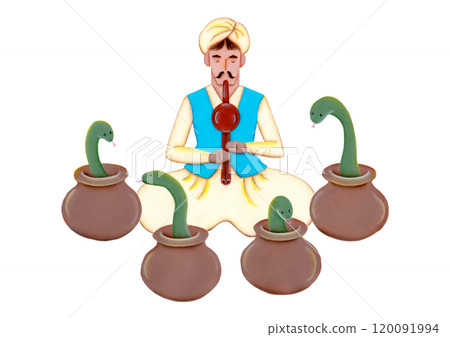 耍蛇人/蛇年新年賀卡材料 120091994