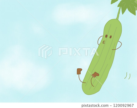藍天和搖曳的絲瓜絡的插圖 120092967