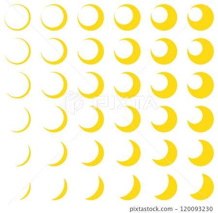 月相、新月圖示的向量插圖集 120093230
