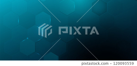 Abstract Hexagonal Pattern Background with Teal Gradient 120093559