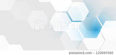 Abstract Light Hexagonal Background with Blue Accents 120093560