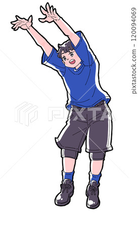 一個男孩玩積木的插圖 120094069