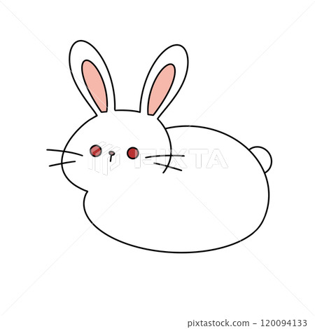 A cartoon rabbit with red eyes and a pink nose 120094133