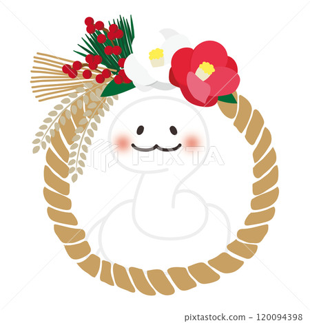 蛇（白色）從注連繩中探出頭來 120094398