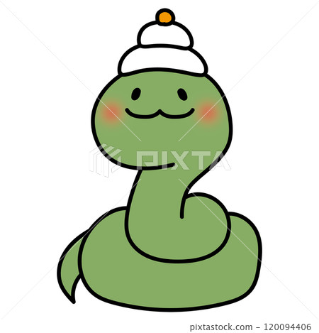 A snake with a kagami mochi on its head A snake with a kagami mochi on its head 120094406