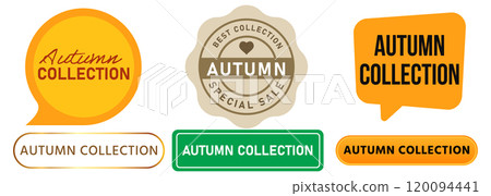 Autumn collection seasonal promotion commerce advertising offer ads product market shop deal sale season stamp colorful badge sticker emblem design icon set Autumn collection seasonal promotion commerce advertising offer ads product market shop deal sale season stamp colorful badge sticker emblem design icon set 120094441