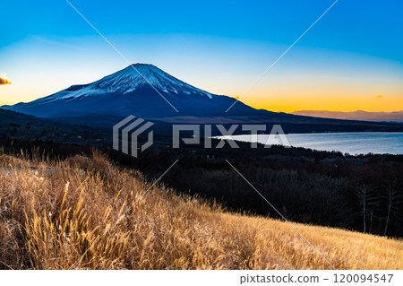 山梨縣：從山中湖全景平台欣賞富士山的夜景 120094547