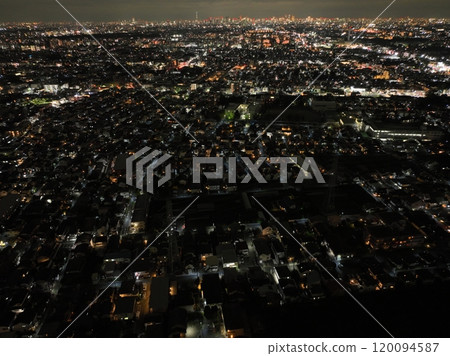 [Aerial view from above Musashino - night view] City lights 120094587