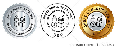 GDP Gross domestic product icon set emblem label seal design illustration GDP Gross domestic product icon set emblem label seal design illustration 120094895