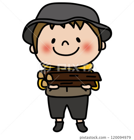 收集木柴的男孩在陣營 120094979