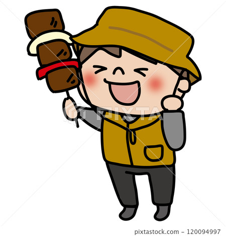 Boys enjoying a barbecue at camp 120094997