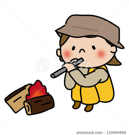 女孩在營地生火 120094998