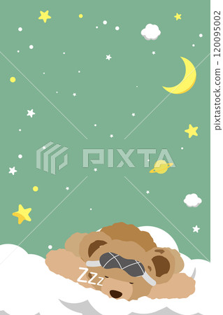 圖 1 一隻泰迪熊睡在夜空背景的雲上 120095002