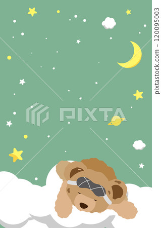 Illustration of a teddy bear sleeping on a cloud with a night sky background 2 Illustration of a teddy bear sleeping on a cloud with a night sky background 2 120095003