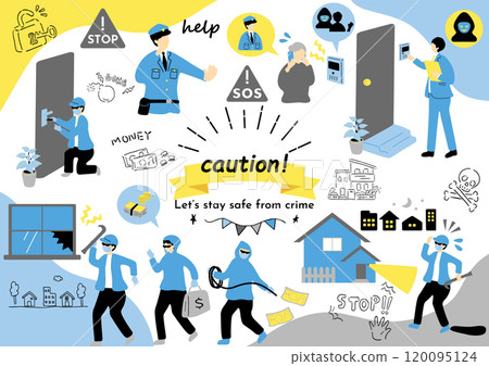 Crime prevention illustration collection 120095124