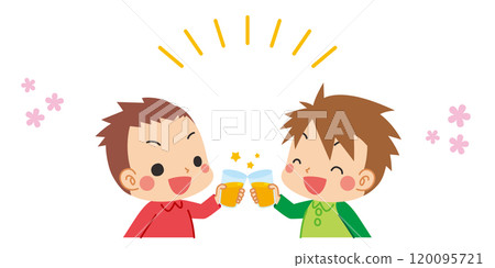 Illustration of a cute little boy having a toast Vector White background Clip art 120095721