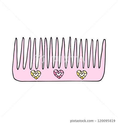 Cute pink comb adorned with tiny heart gems. Suited for beauty, fashion, or accessory-themed visuals 120095819