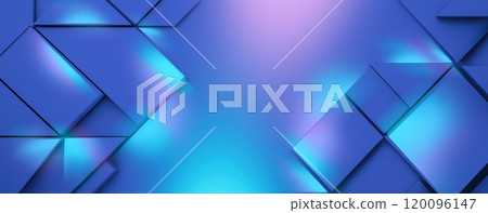 Intricate geometric shapes blend seamlessly under a soft blue glow, creating an ethereal ambiance in tranquil settings. 120096147