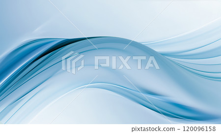 Graceful blue waves intertwine, creating a tranquil atmosphere filled with soft movement and light. 120096158