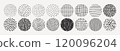 Round Patterns and Circle Backgrounds Hand Drawn Textures in Contemporary Style in Black and White Color. Vector Geometric Doodles Icons Polka Dots, Line for creating Patterns, Invitations, Posters 120096204