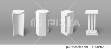 3d white pillar podium. Cube column base vector 3d white pillar podium. Cube column base vector 120096508