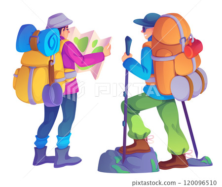 Male hikers isolated on white background 120096510