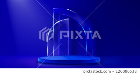 Platform beneath transparent curved glass arch Platform beneath transparent curved glass arch 120096538