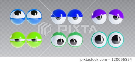 Googly eyes set isolated on transparent background 120096554