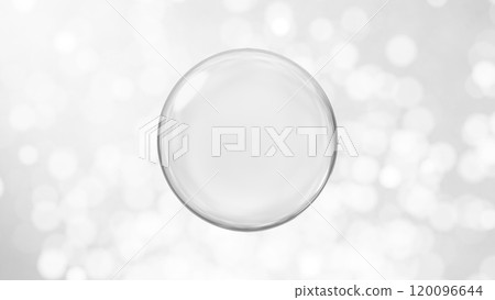Transparent sphere floating on a white background. Bokeh ball. 3D (horizontal) 120096644