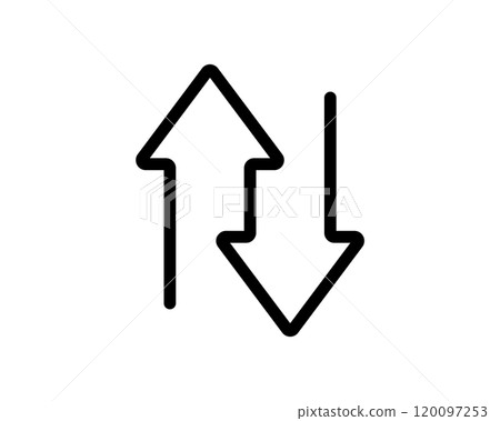 Transfer double arrow icon. Two opposite direction symbol. Exchange line arrow icon. Remove sign. Transfer symbol. Vector illustration isolated on white background 120097253