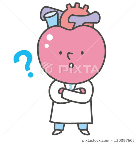 Questioning heart doctor character illustration icon Questioning heart doctor character illustration icon 120097605