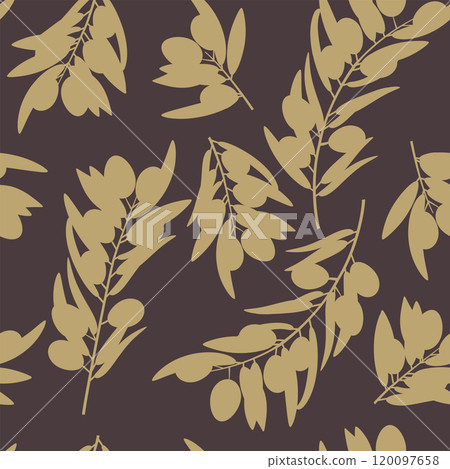 Olives seamless pattern vintage background 120097658